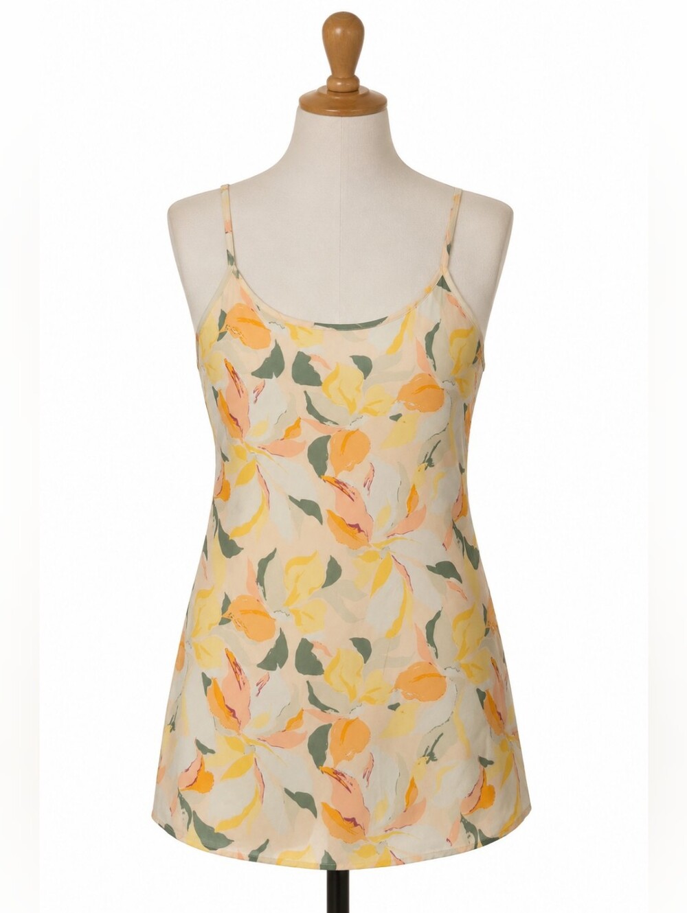 Rhythm Floral Mini Dress Womens M Cream Yellow Peach Sage Green Boho Beach